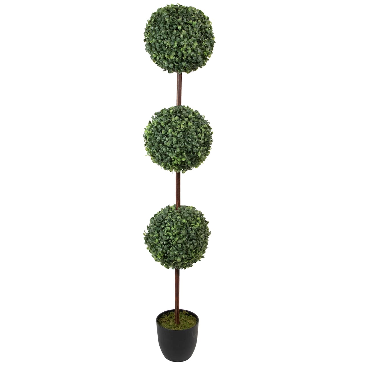 4ft. Unlit Artificial Two-Tone Boxwood Triple Ball Topiary Tree with Round Pot